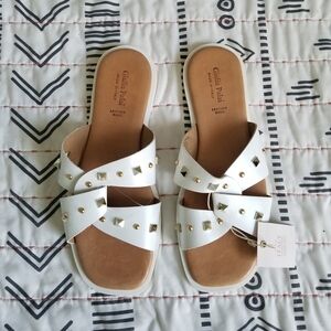 Giulia Palai White Sandals Slides Leather